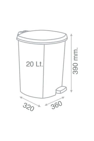 Ayak Pedallı Krom Metal Görünüm Plastik Çöp Kovası 20 Litre Çıkabilen İç Kova Ø33 H:40 Geniş Hazne Çok Renkli