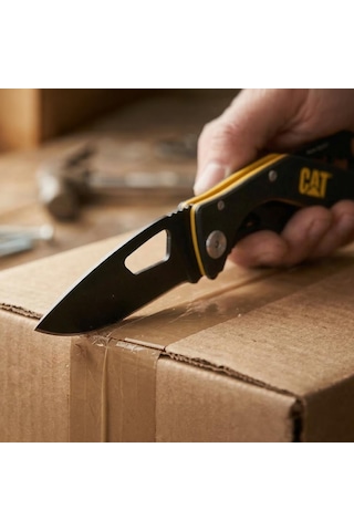Cat Da980267 Kemer Askı Kancalı Şişe Açacaklı Katlanabilir 16cm Paslanmaz Çelik Siyah Kamp Çakısı