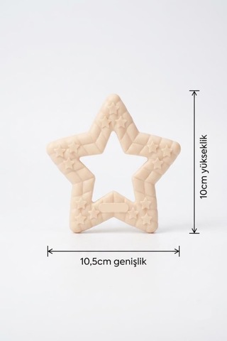 Yıldız Şekilli Esnek Bpa İçermeyen Kabartılı Pastel Renkli Oyuncak Bebek Diş Kaşıyıcısı Krem