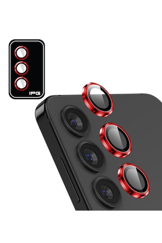 S24 İçin Ipg Prolens Kamera Lens Koruyucu Alüminyum - Kırmızı