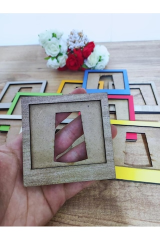 Miracix 10 Adet Renkli Mini Ahşap Fotoğraf Çerçevesi Bebek - Sevgili ve Anı Dekoratif Set Çok Renkli 8 x 8