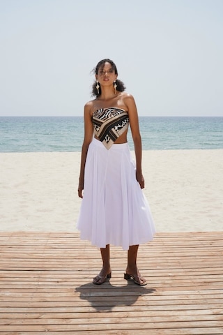 Dikiş Detay Maxi Etek Beyaz