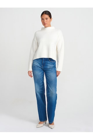 Dilvin 71742 Lazer Yıkama Stright Denim Pantolon Mavi