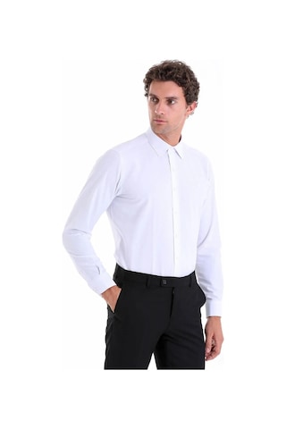 Hatemoğlu Slim Fit Pamuklu Uzun Kollu Erkek Gömlek - Beyaz