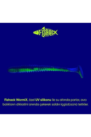 Silikon Kurt Yem - 4,2g 105mm - Turna/levrek Silikonu - 1 Adet - Mor/yeşil - Karides Kokulu