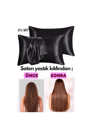Lexroo Ipeksi Saten 50x70 Cm Yastık Kılıfı 2 Adet, Kıvırcık Saçlar,dalgalı Ve Düz Saçlar Çok Renkli