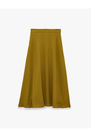 Koton Normal Bel Krep Kumaş Kloş Midi Etek Haki 6sak70197uw