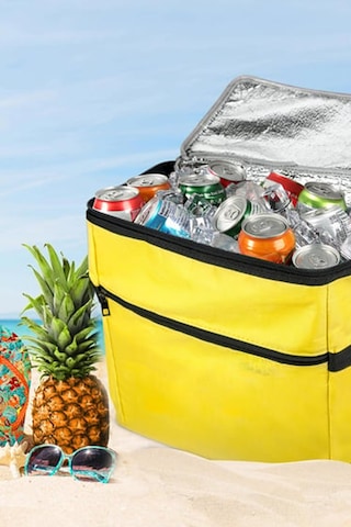 Thentech 24 Litre Soğuk Sıcak Piknik Kamp Çantası Soğuk Sıcak Tutabilen Taşınabilir Kolay Termos Çanta Sarı