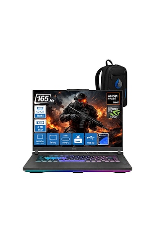 Asus Rog Strix G16 G614PH-RV036RNP16 Ryzen 9-8940HX 40 GB 4 TB SSD 8 GB RTX5050 16" W11P Dizüstü Bilgisayar + Çanta