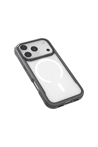 Apple Uyumlu iPhone 17 Pro Kılıf M-safe Şarjlı Airbagli Raptic Shield Serisi Şeffaf Arka Yüzey Kapak Siyah