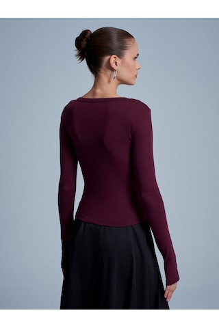 Dilvin 32319 Modal Karışımlı Uzun Kollu Top-bordo Bordo