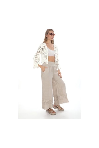 Eren Style İtalyan Fisto Detaylı Keten Pantolon-9186 Bej