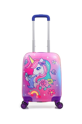 Gedox Kids Lila Pembe Gökkuşağı Unicorn Desenli Kız Çocuk Valizi 154.04 Lila