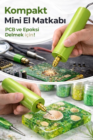 Usb Mini Drill Matkap Seti 7 Parça Mandren Seti+ 3 Adet Mikro Matkap Ucu Hassas Delme & Dıy-mını-usb-10-fıstık Yeşili