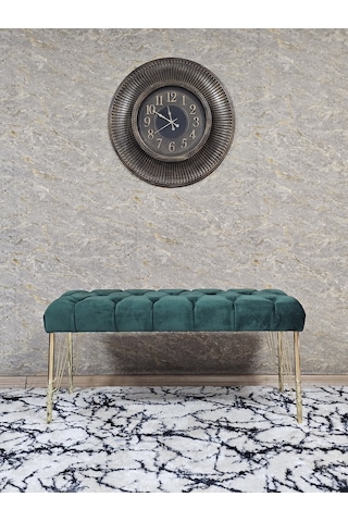 Zafir Gold Tel Ayaklı 90 Cm Puf Bench - Puf - Bench - Kasalı Oturak - Oturak - Yatak Ucu Puf Yeşil