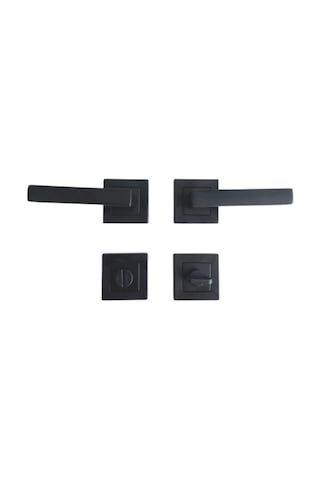 Lama Siyah Kare Rozetli Kapı Kolu Tuvalet Wc Ve Banyo Kapısı Kolu Wc 1 Takım