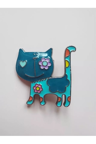 Fashion Jewelry Kedi Broş 245194207 Açık Mavi