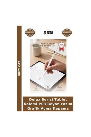 Delux Serisi Tablet Kalemi P03 Beyaz Yazım Grafik Açma Kapama
