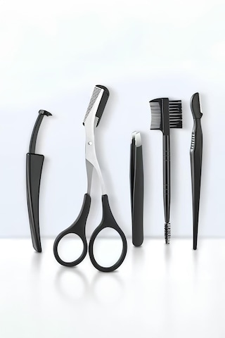 Taraklı Kaş Makası ve Kaş Usturası Şekillendirme Seti 5'li