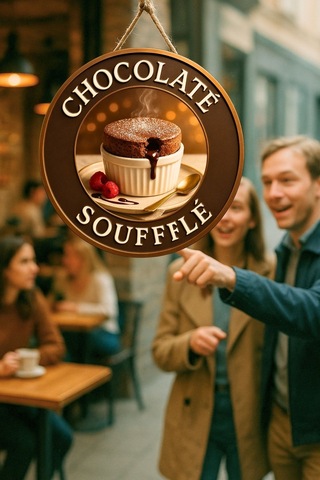 Çikolatalı Sufle Temalı İpli Ahşap Kapı Duvar Süsü, Pastane, Tatlı Dükkanı, Cafe Tablo Dekoru