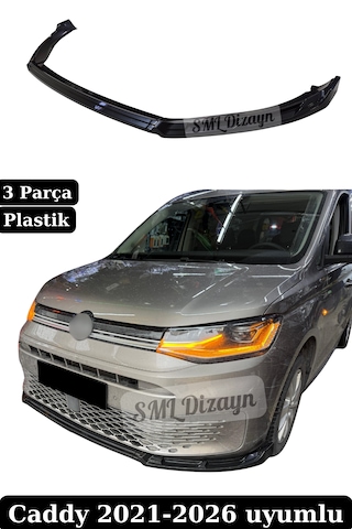 Volkswagen Caddy 2021-2026 Uyumlu Ön Lip - 3 Parça Parlak Siyah Plastik Karlık Volkswagen Caddy 2021-2026 Uyumlu Ön Lip - 3 Parça Parlak Siyah Plastik Karlık