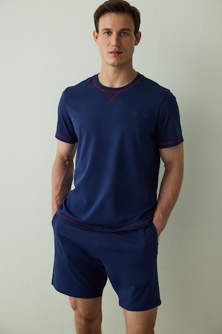 Penti İndigo Erkek Navy Star Bisiklet Yaka Pamuklu Şortlu Pijama Takımı Indigo