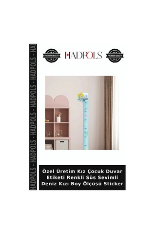 Özel Üretim Kız Çocuk Duvar Etiketi Renkli Süs Sevimli Deniz Kızı Boy Ölçüsü Sticker