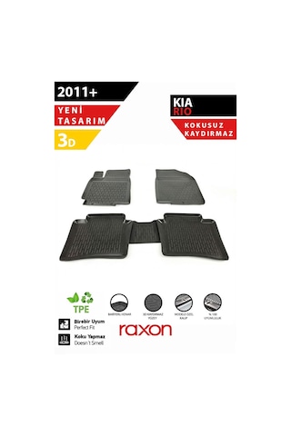 Kia Rio 2011+ 3d Havuzlu Paspas Tam Uyumlu Su Geçirmez, Kaymaz