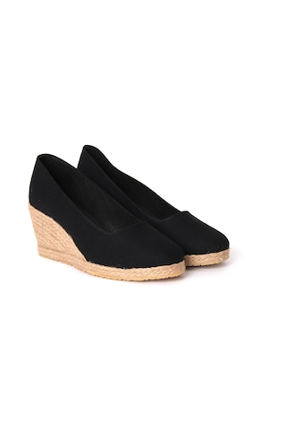 Star Tombis Siyah Keten Espadril Dolgu Topuk