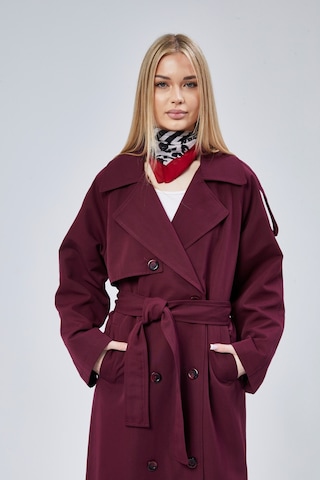 Kadın Oversize Astarlı Uzun Trençkot Taş