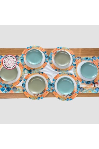 Uretti - Nebile 2034 - El Yapımı Çin Feneri Temalı Runner - 6'lı Supla Amerikan Servisi Takımı Çok Renkli