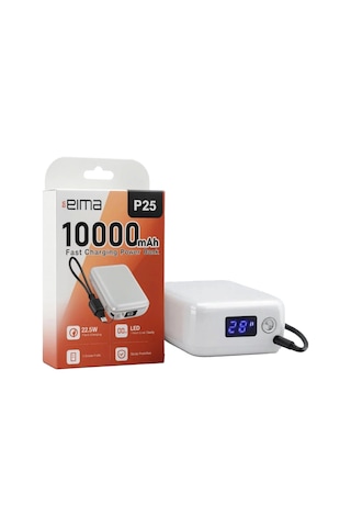 Eıma P25 10000 Mah Powerbank 22.5w Hızlı Şarj, Led Göstergeli Beyaz