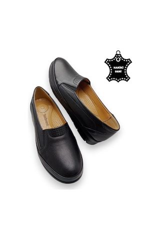 Kadın Hakiki Deri Içi Deri Comfort Tam Ortopedik Anne Ayakkabı Siyah