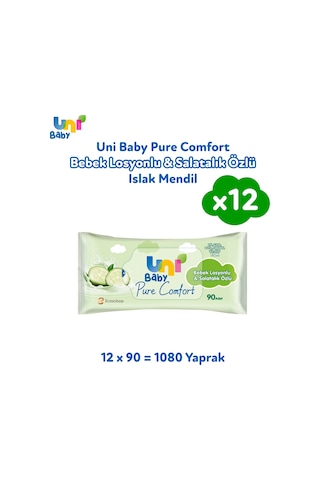 Uni Baby Pure Comfort Bebek Losyonlu & Salatalık Özlü Islak Mendil 12'Li 1080 Yaprak