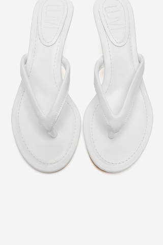 Luvi Shoes Norell Beyaz Cilt Parmak Arası Kadın Topuklu Terlik