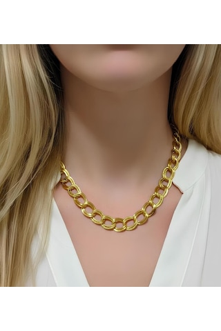 Kadın 14 Ayar Altın Kaplama Samanyolu Zincir Kolye Özel Günler İçin Şık Samanyolu 316l Paslanmaz Çelik Kolye - Kadın Takı Modelleri Gold
