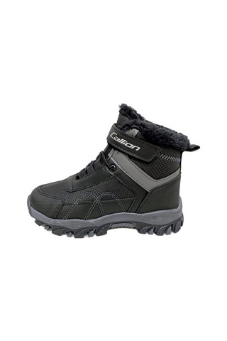 Callion 06f Deri Çocuk Sneakers Bot Siyah Füme Siyah