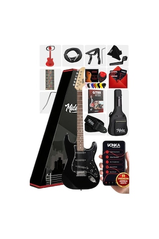 Midex RPH-30BK Gül Klavye Strat Kasa SSS Elektro Gitar Seti