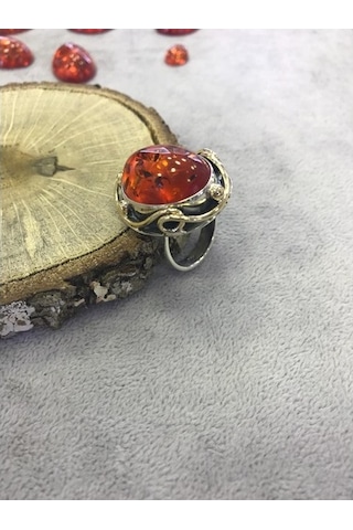 Kehribar Taşlı El Işi Gümüş Set 925 Ayar (380205674)