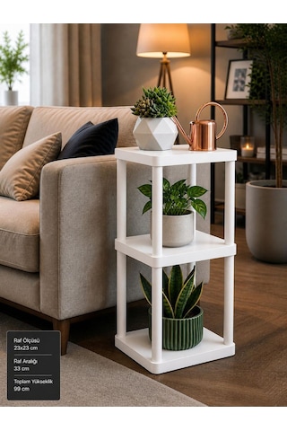 Sakura 3 Katlı Çiçeklik Saksılık Beyaz
