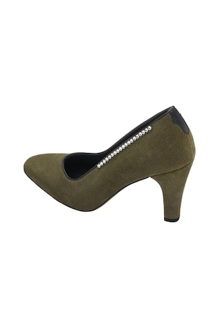 40-41-42-43-44 Numara Ays7986 Haki Süet Deri Topuklu Özel Seri Kadın Stiletto Haki