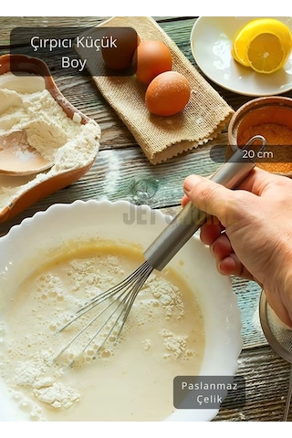 Çelik Çırpıcı Küçük Boy Yumurta Çırpıcı Kek Çırpıcı Çorba Çırpıcısı 20 Cm Metalik Gri