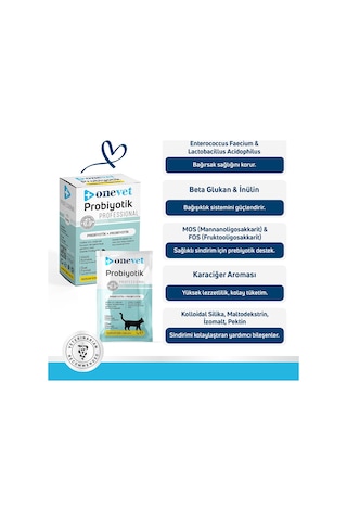 Onevet Probiyotik Şase Kediler Için Sindirmeye Yardımcı Takviye Vitamini 7 Adet 1 Gr
