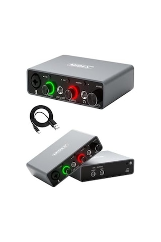 Glx-700gr Üst Segment Usb Stüdyo Ses Kartı 2 Giriş 2 Çıkış 24bit/192khz