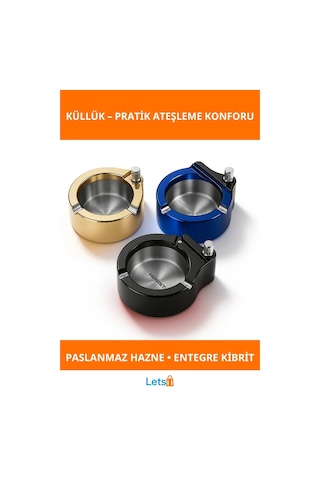 Paslanmaz Çelik Şık Metal Kibritli Küllük