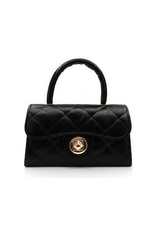 Satuna Parlak Kapitone Mini Çanta Astar Detaylı Zincir Askılı Kadın El Ve Omuz Çantası 19x12 Cm Siyah