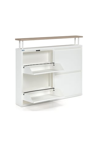 Ceha Tablalı 4'lü Metal Ayakkabılık - Beyaz K.AYK-2.4/T/P 9010