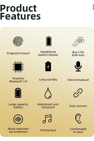 V19s Bluetooth 5.0 İş Tarzı Parmak İzi Dokunmatik Bluetooth Kulaklık Pembe