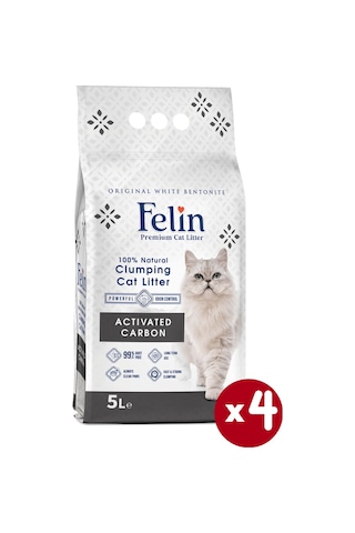 Felin Aktif Karbonlu Topaklaşan İnce Bentonit Kedi Kumu 4 x 5 L Felin Aktif Karbonlu Topaklaşan İnce Bentonit Kedi Kumu 4 x 5 L