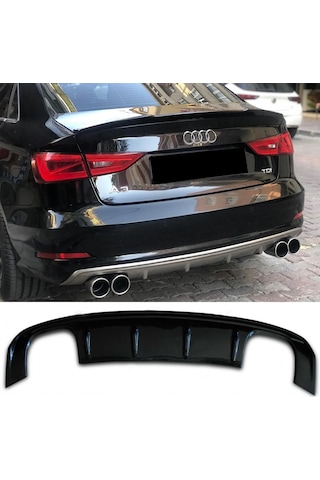 Audi A3 8v Sedan S3 Difüzör Parlak Siyah Plastik Çift Çıkış 2012-2016 Arka-difizör-bodykit-ek-karlık